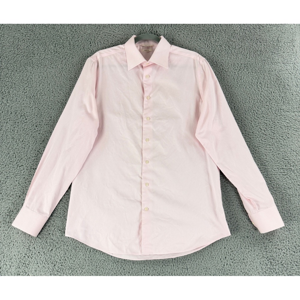 Suitsupply Traveller Shirt Mens 16/41 Pink Micro Stripe Slim Fit Button Down